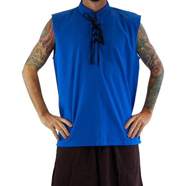 'Rogue' Medieval Sleeveless Shirt - Blue - zootzu