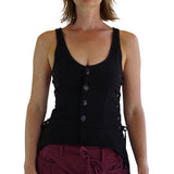 'Long Petal Vest' Viking Bodice - Black - zootzu