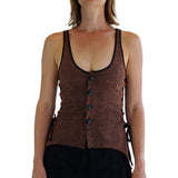 'Long Petal Vest' Viking Bodice - Stone Brown - zootzu