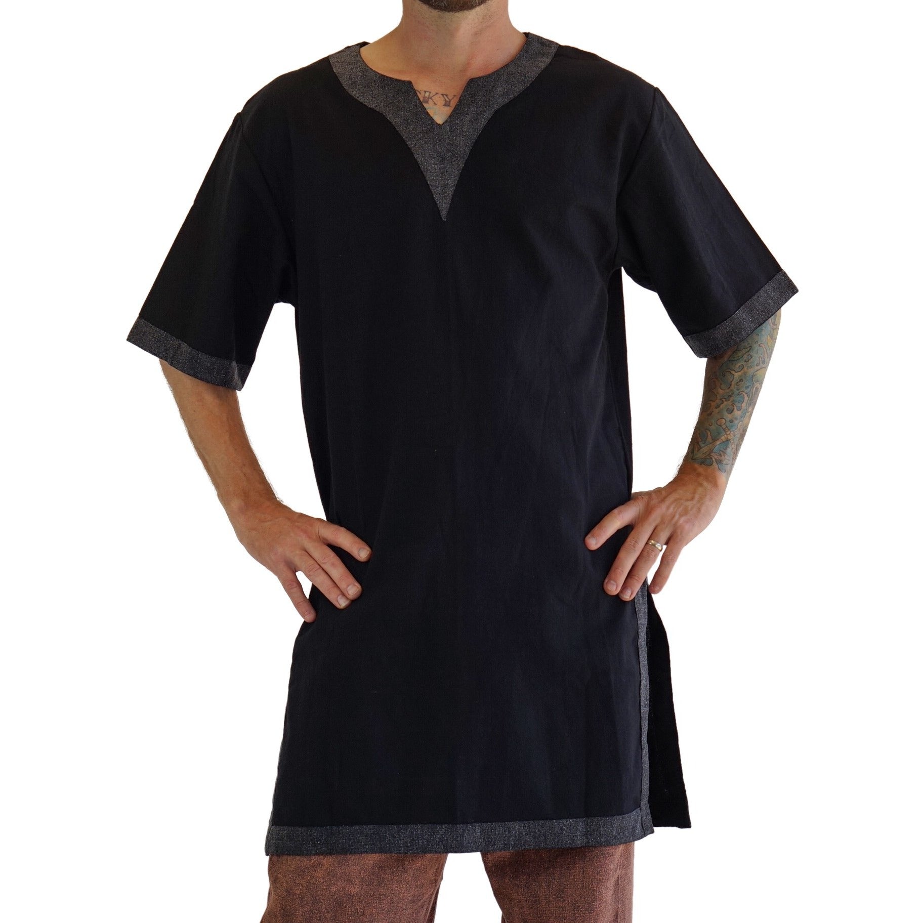 'Viking Shirt Short Sleeves' Tunic - Black - zootzu