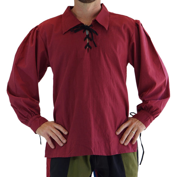 'Merchant' Renaissance Shirt - Burgundy Red - zootzu