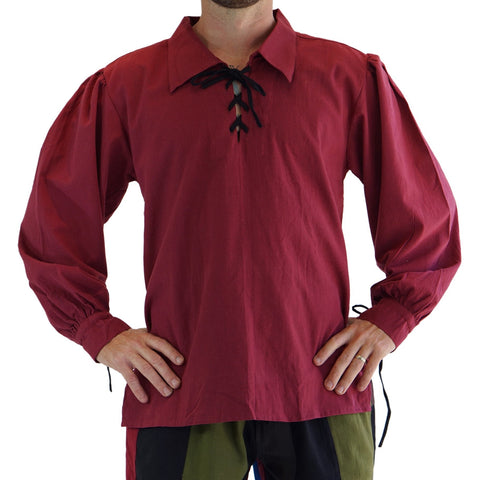 'Merchant' Renaissance Shirt - Burgundy Red