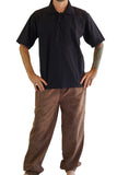 'Merchant' Renaissance Shirt, Short Sleeves - Black - zootzu