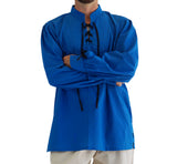 'Merchant' Renaissance Shirt with High Collar - Royal Blue - zootzu