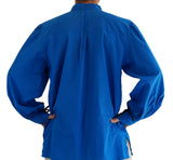 'Merchant' Renaissance Shirt with High Collar - Royal Blue - zootzu