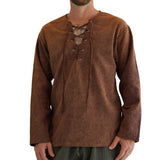 'Round collar' Medieval, Viking Shirt -  Stone Brown - zootzu