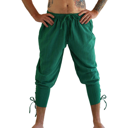 'Ankle Cuff' Medieval Pants - Striped Green