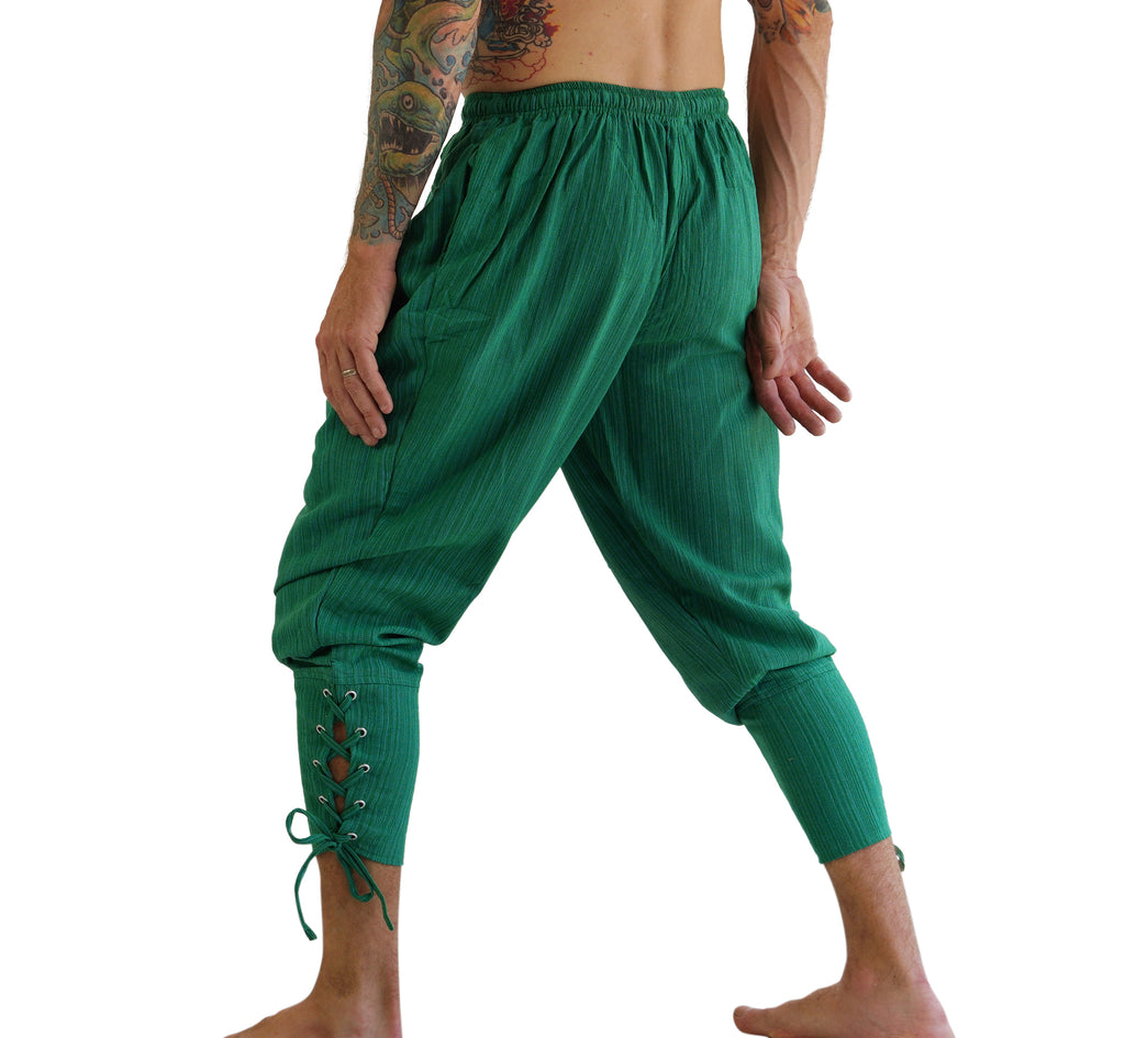 'Ankle Cuff' Medieval Pants - Striped Green – Zootzu Garb