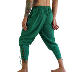 Ankle Cuff Medieval Pants - Emerald Striped Green - zootzu