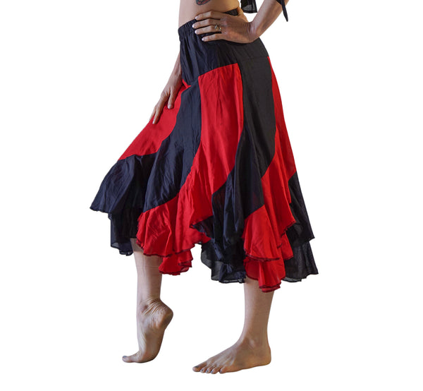 'Two Layer' Alternating Panel Skirt - Black/Red – Zootzu Garb
