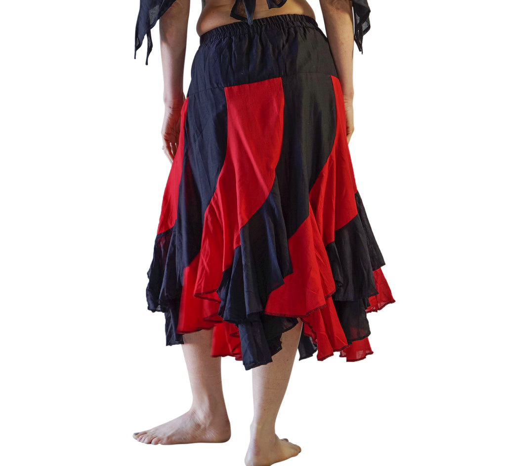 'Two Layer' Alternating Panel Skirt - Black/Red – Zootzu Garb