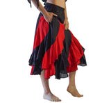 'Two Layer' Alternating Panel Skirt - Black/Red - zootzu
