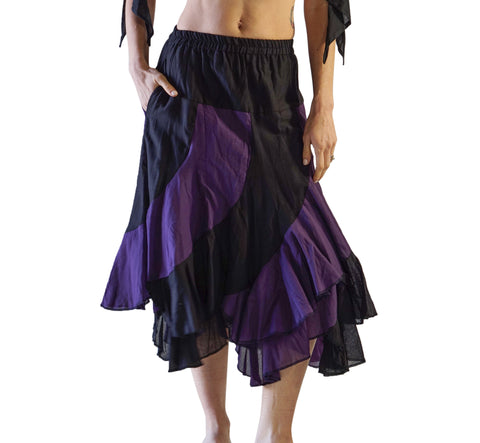 'Two Layer' Alternating Panel Skirt - Black / Purple