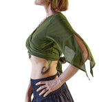 'Wrap Around Crop Top' Gypsy Pirate Shirt - Green - zootzu