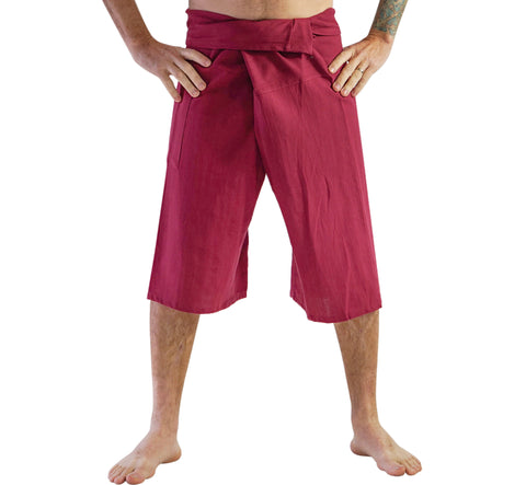 'Short Thai Fisherman Pants' -  Burgundy Red