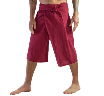 Short Thai Fisherman Pants -  Burgundy Red - zootzu