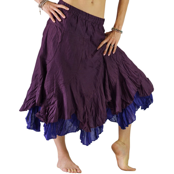 'Two Layer' Gypsy Renaissance Skirt - Dark Purples - zootzu
