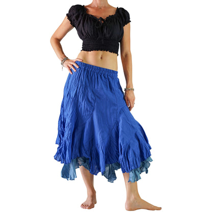 'Two Layer' Gypsy Renaissance Skirt - Blue - zootzu