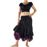 'Two Layer' Gypsy Renaissance Skirt - Black/Purple - zootzu