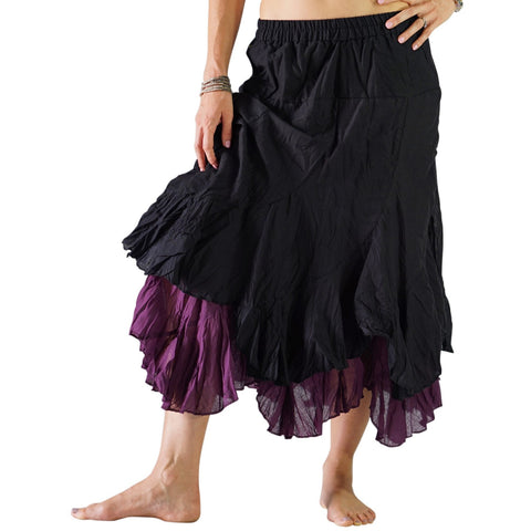 'Two Layer' Renaissance Skirt - Black/Purple