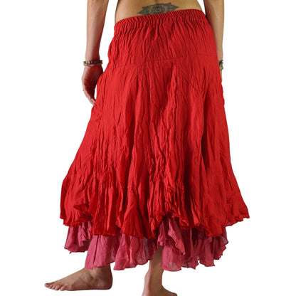 'Two Layer' Gypsy Renaissance Fairy Skirt - Red - zootzu
