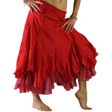 'Two Layer' Gypsy Renaissance Fairy Skirt - Red - zootzu