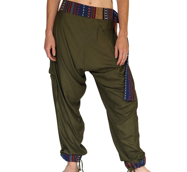 'Harem Pants' Rayon Gyspy Pants with belt - Green - zootzu