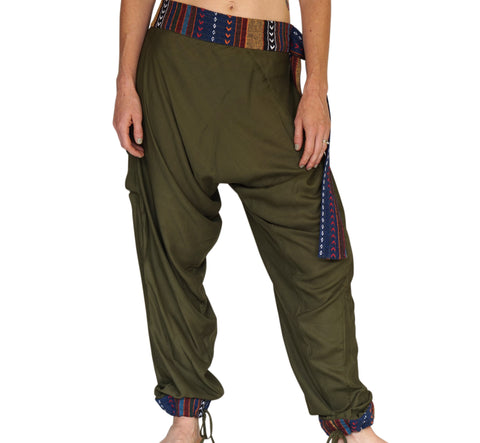 'Harem Pants' Rayon Pants with belt - Green