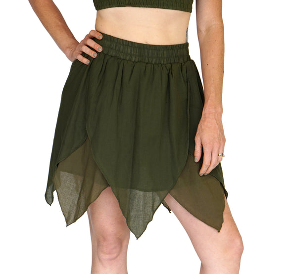 'Floating Petal Skirt' Fairy, Gyspy Clothing, Belly Dancer - Greens - zootzu