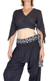 'Wrap Around Crop Top' Gypsy Pirate Shirt - Black - zootzu