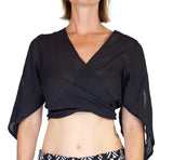 'Wrap Around Crop Top' Gypsy Pirate Shirt - Black - zootzu