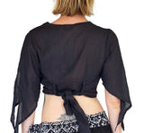 'Wrap Around Crop Top' Gypsy Pirate Shirt - Black - zootzu