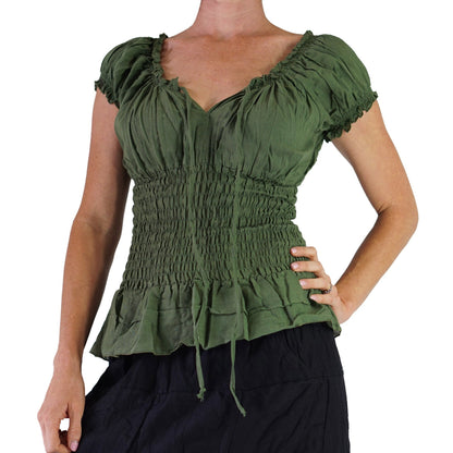 'SS Peasant Blouse, Chemise' - Fern Green - zootzu
