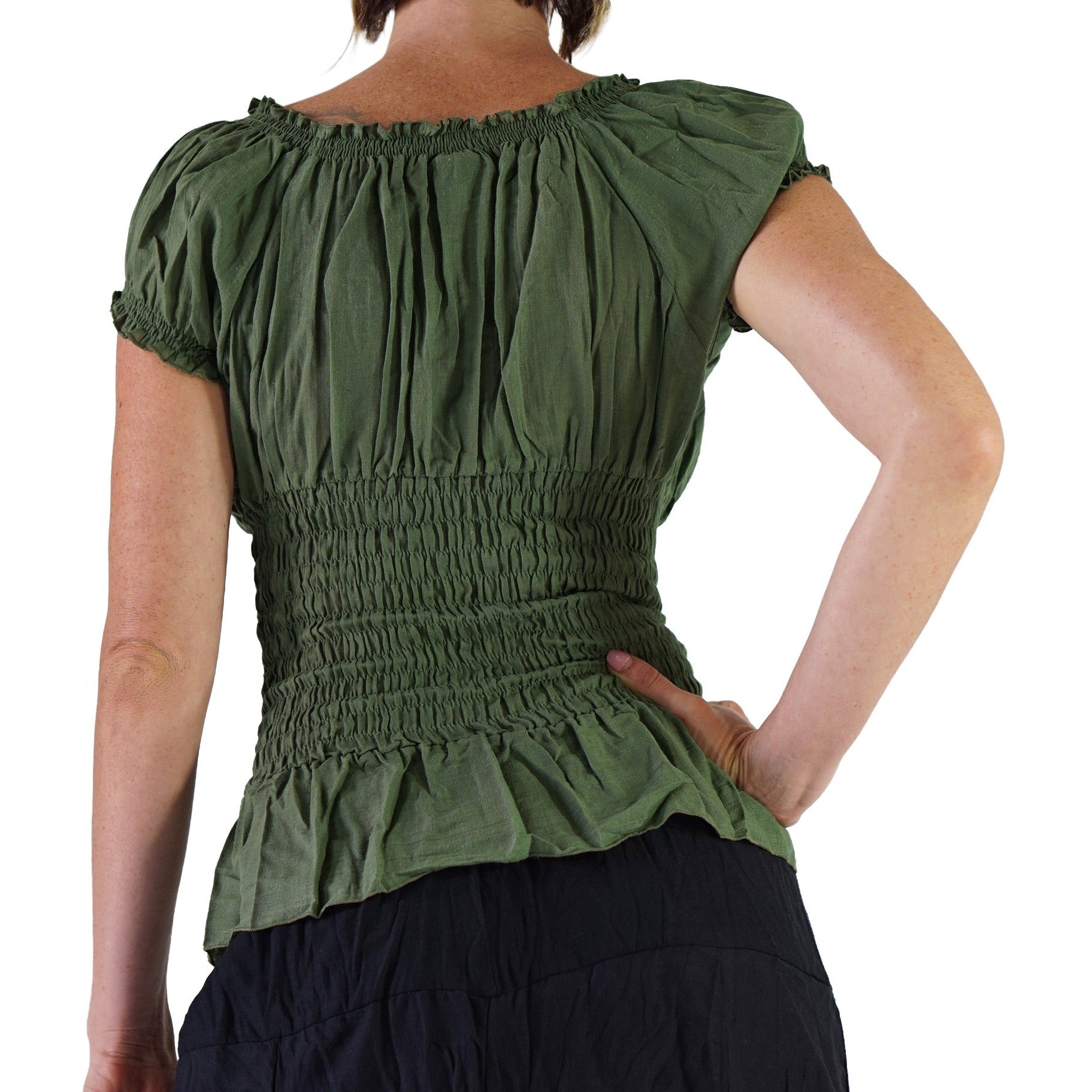 'SS Peasant Blouse, Chemise' - Fern Green - zootzu