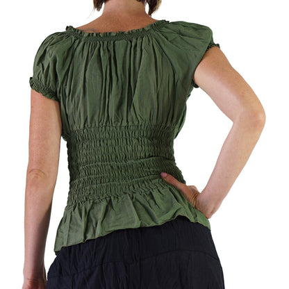 'SS Peasant Blouse, Chemise' - Fern Green - zootzu