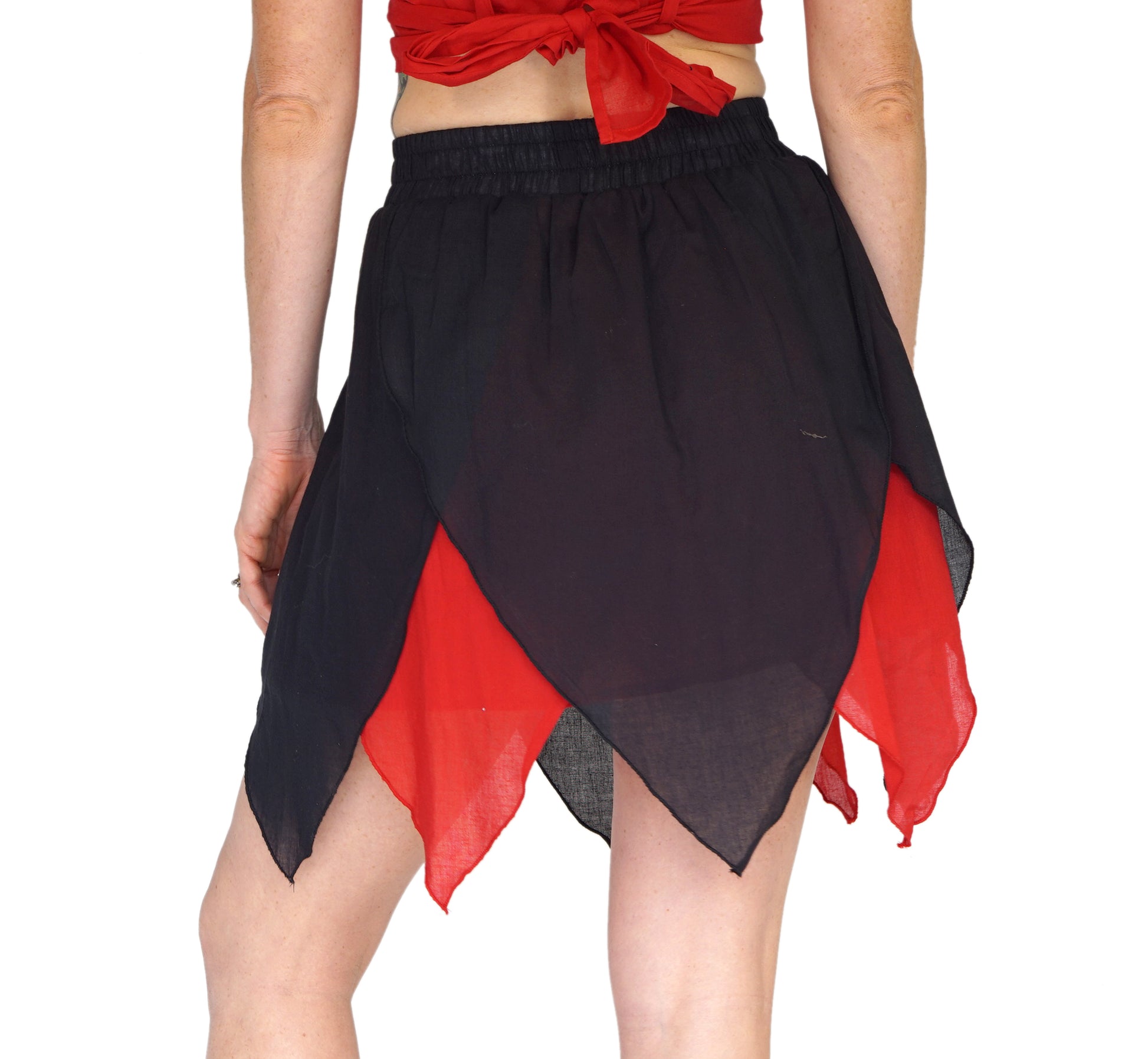'Floating Petal Skirt' Fairy, Gyspy Clothing, Belly Dancer - Black/Red - zootzu