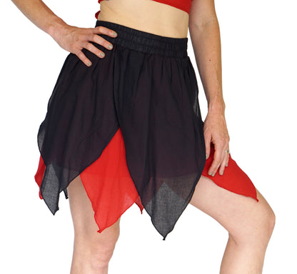 'Floating Petal Skirt' Fairy, Gyspy Clothing, Belly Dancer - Black/Red - zootzu