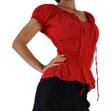 'SS Peasant Blouse, Chemise' - Red - zootzu