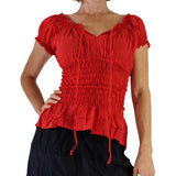 'SS Peasant Blouse, Chemise' - Red - zootzu