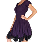 'Willow' Womens Renaissance Costume Gypsy Dress - Purple/Black - zootzu