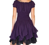 'Willow' Womens Renaissance Costume Gypsy Dress - Purple/Black - zootzu
