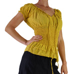'SS Peasant Blouse, Chemise' - Yellow - zootzu