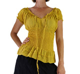 'SS Peasant Blouse, Chemise' - Yellow - zootzu