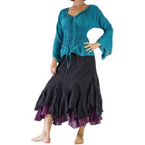 'Peasant Blouse' Long Sleeves - Teal - zootzu