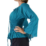 'Peasant Blouse' Long Sleeves - Teal - zootzu