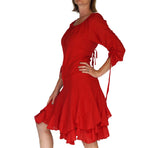 'Bonny Dress' Womens Renaissance Gypsy Gown Pirate Costume - Red - zootzu