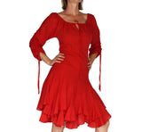 'Bonny Dress' Womens Renaissance Gypsy Gown Pirate Costume - Red - zootzu