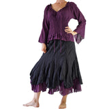 'Peasant Blouse' Long Sleeves - Purple - zootzu