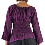 'Peasant Blouse' Long Sleeves - Purple - zootzu
