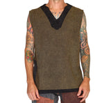 'Freebooter' Medieval Renaissance Festival Sleeveless Shirt - Stone Green/Stone Gray - zootzu